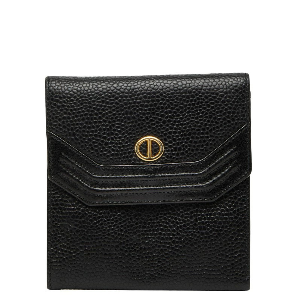 Christian Dior Tri fold Wallet Black Leather